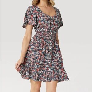 Wrangler Retro XXLarge Dress Flutter Snap Floral Dress red white and blue NWT